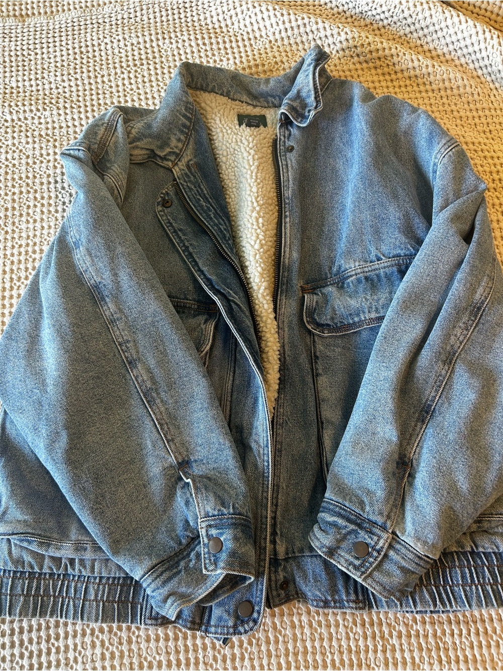 wild fable Light Blue Denim Sherpa-Lined Jacket